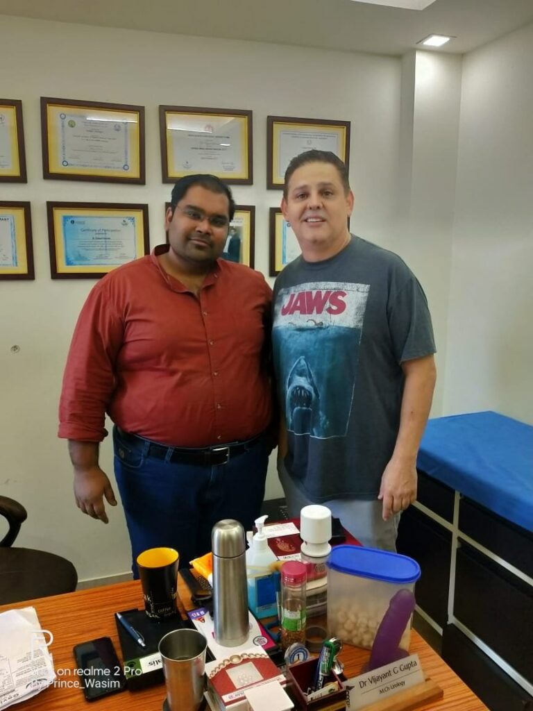 Patient from USA with Dr Vijayant govinda Gupta in New Delhi India after a successful AMS 700 Penile Prosthesis